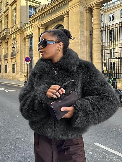 Damen Kuschelige Oversized Kunstfelljacke Fudus