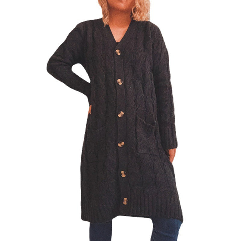 Damen Grobstrickjacke mit Knopfdetails und praktischen Taschen Fudus