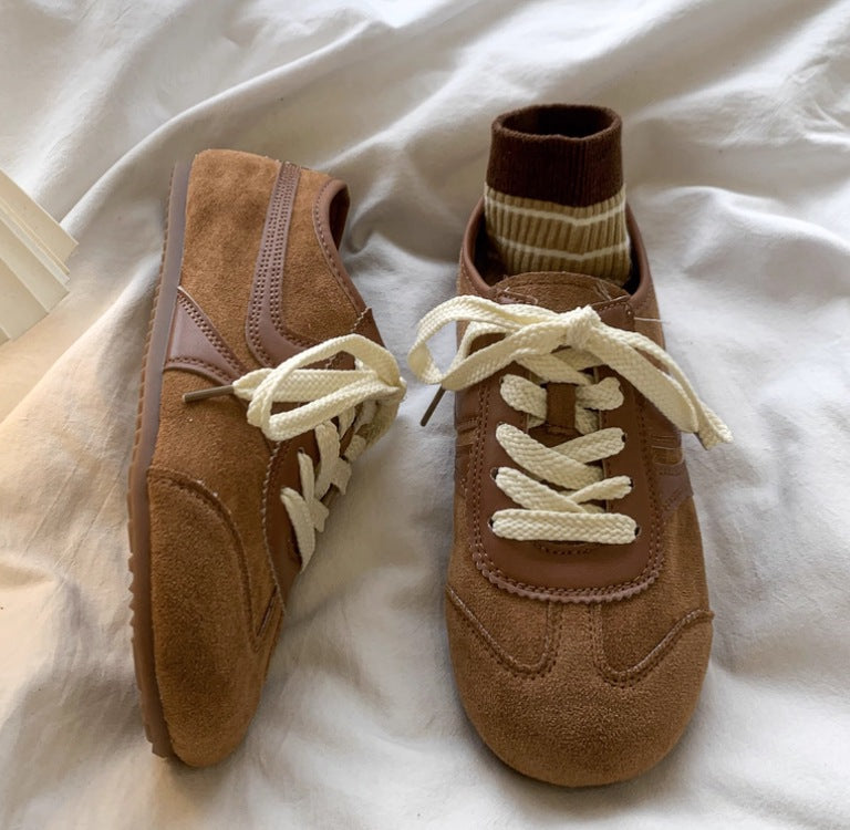 Damen Sportliche Sneakers Aus Veloursleder Mit Weicher Sohle