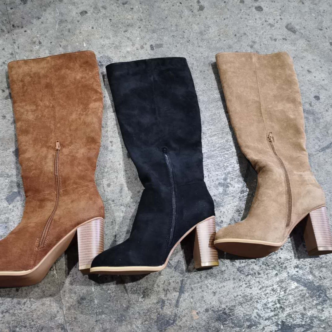 Damen Hohe Stiefel mit elegantem Blockabsatz Fudus