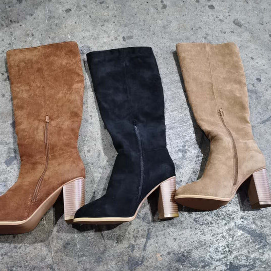 Damen Hohe Stiefel mit elegantem Blockabsatz Fudus