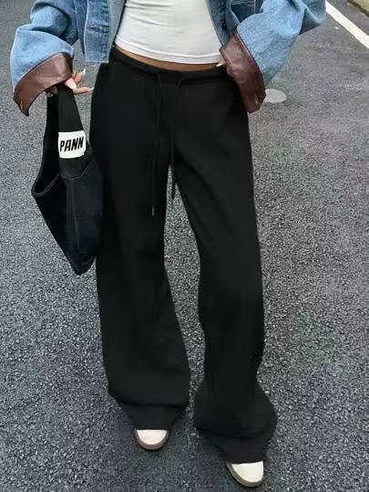 Damen lässige Freizeithose mit elastischem Bund und weitem Schnitt Fudus