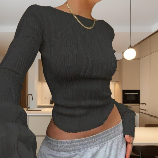 Damen Langarmshirt mit strukturiertem Design Fudus