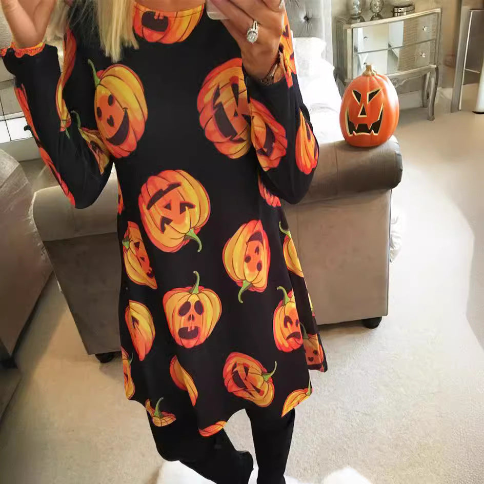 Damen Halloween-Tunika mit grafischem Print Fudus