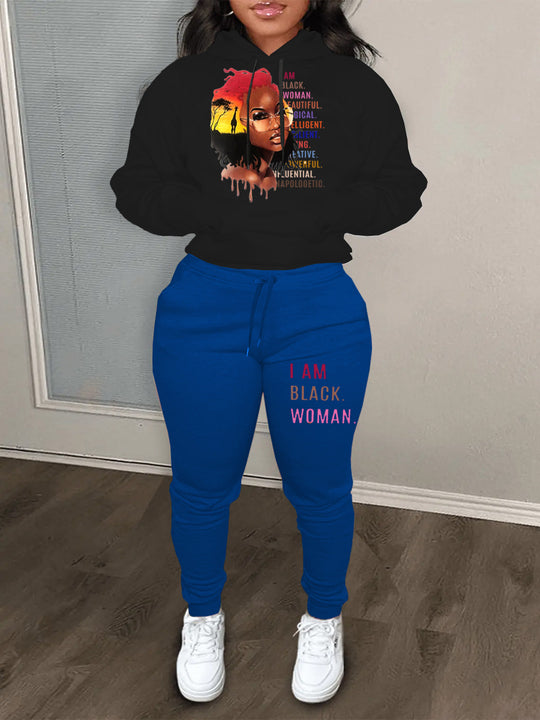 Damen Hoodie und Jogginghose Set mit inspirierendem Aufdruck Fudus