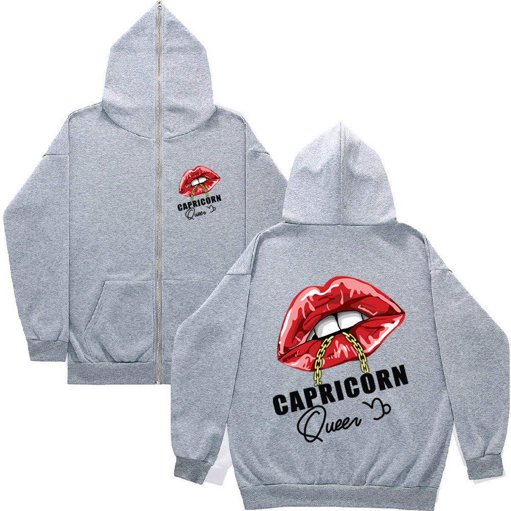Damen Kapuzenjacke mit einzigartigem Lippenmotiv und Kapuze Fudus