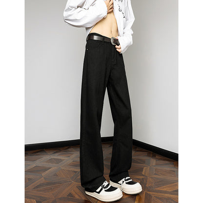 Herren weite Jeanshose mit hohem Bund und lässigem Schnitt Fudus