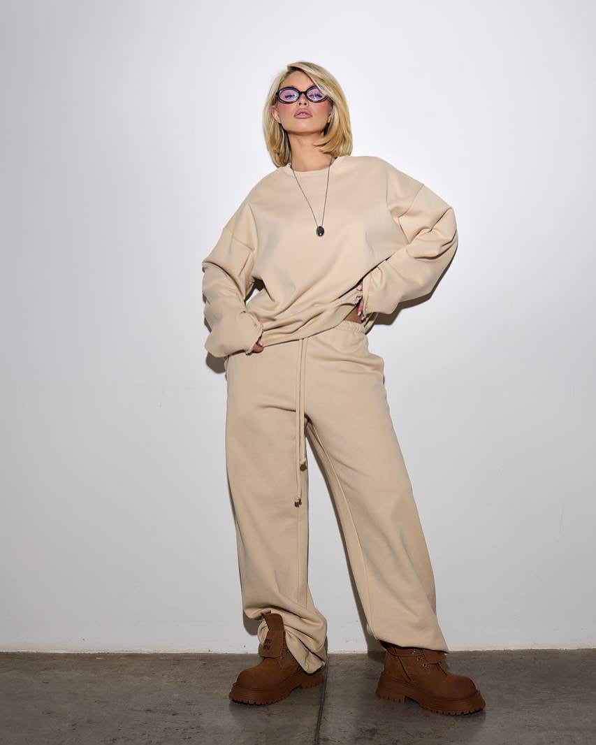 Damen Komfortabler Sweatanzug mit hohem Bund Fudus