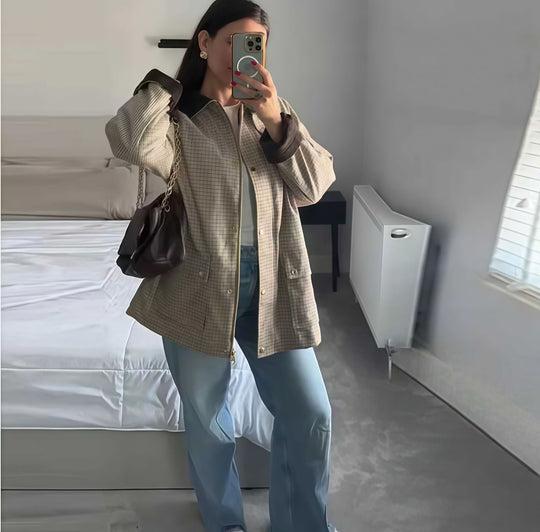 Damen Karierte Freizeitjacke Fudus