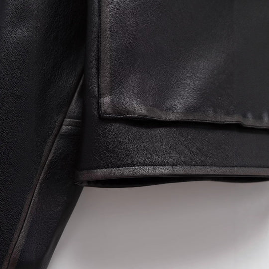 Damen Kurzgeschnittene Lederjacke mit Taschen Fudus