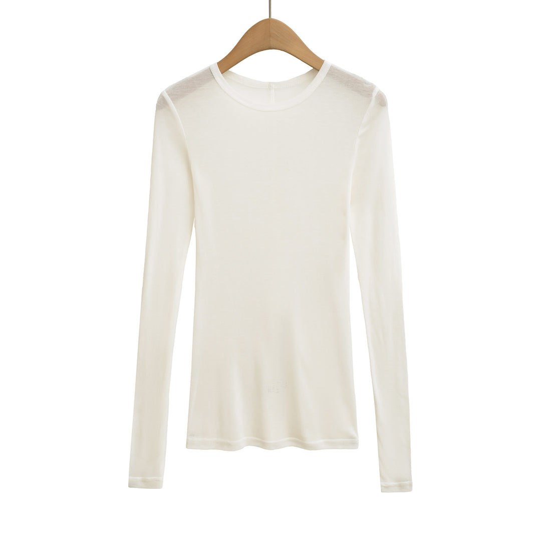 Damen langärmliges Basictop mit raffinierten Rüschendetails Fudus