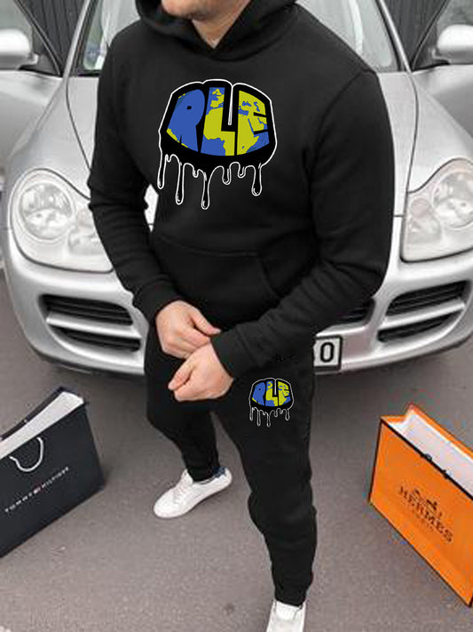 Damen Kapuzenpullover und Jogginghose Set mit kreativem Graffiti-Design Fudus