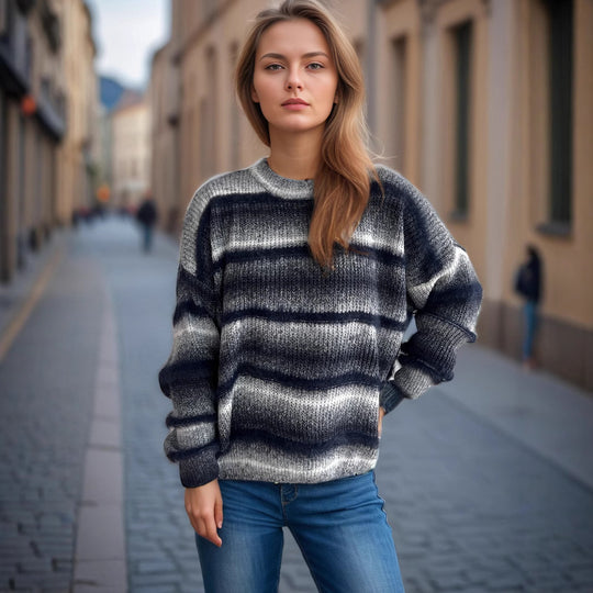 Damen kuscheliger Strickpullover mit Flair Fudus