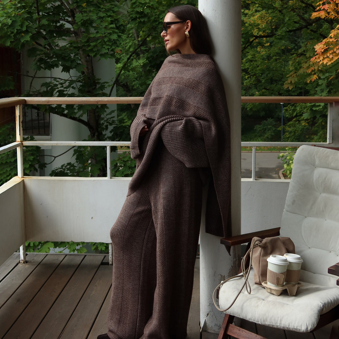 Damen Komfortabler Strick-Loungewear-Anzug Fudus