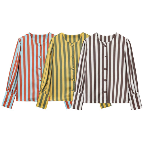 Damen Langarmbluse mit modernen Streifen Fudus