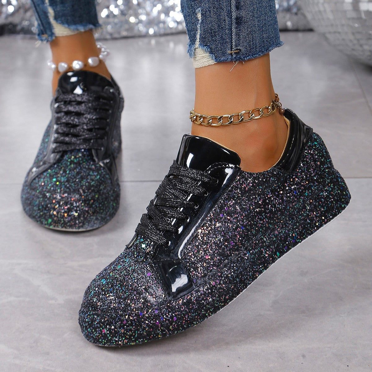 Damen Glitzernde Sneakers mit sportlichem Design