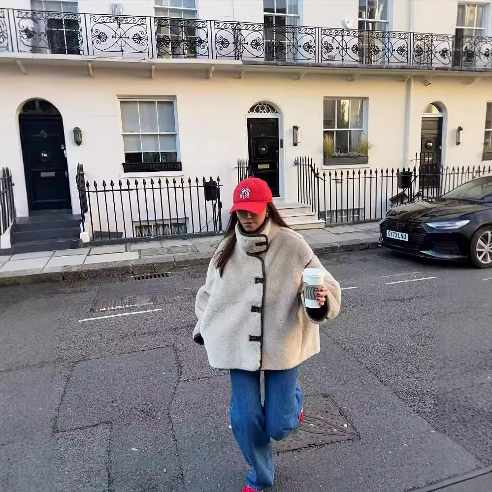 Damen kuschelige Weste mit Knopfleiste Fudus