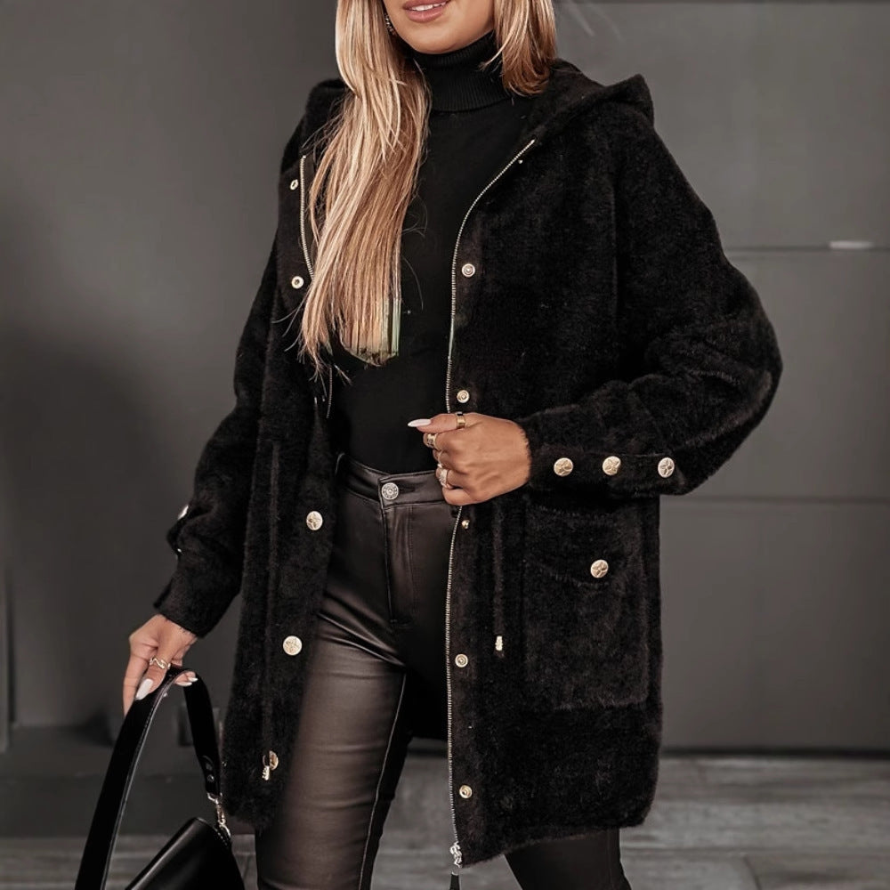 Damen Kuschelige Oversized-Winterjacke mit Taschen und hochwertigem Kunstfell Fudus