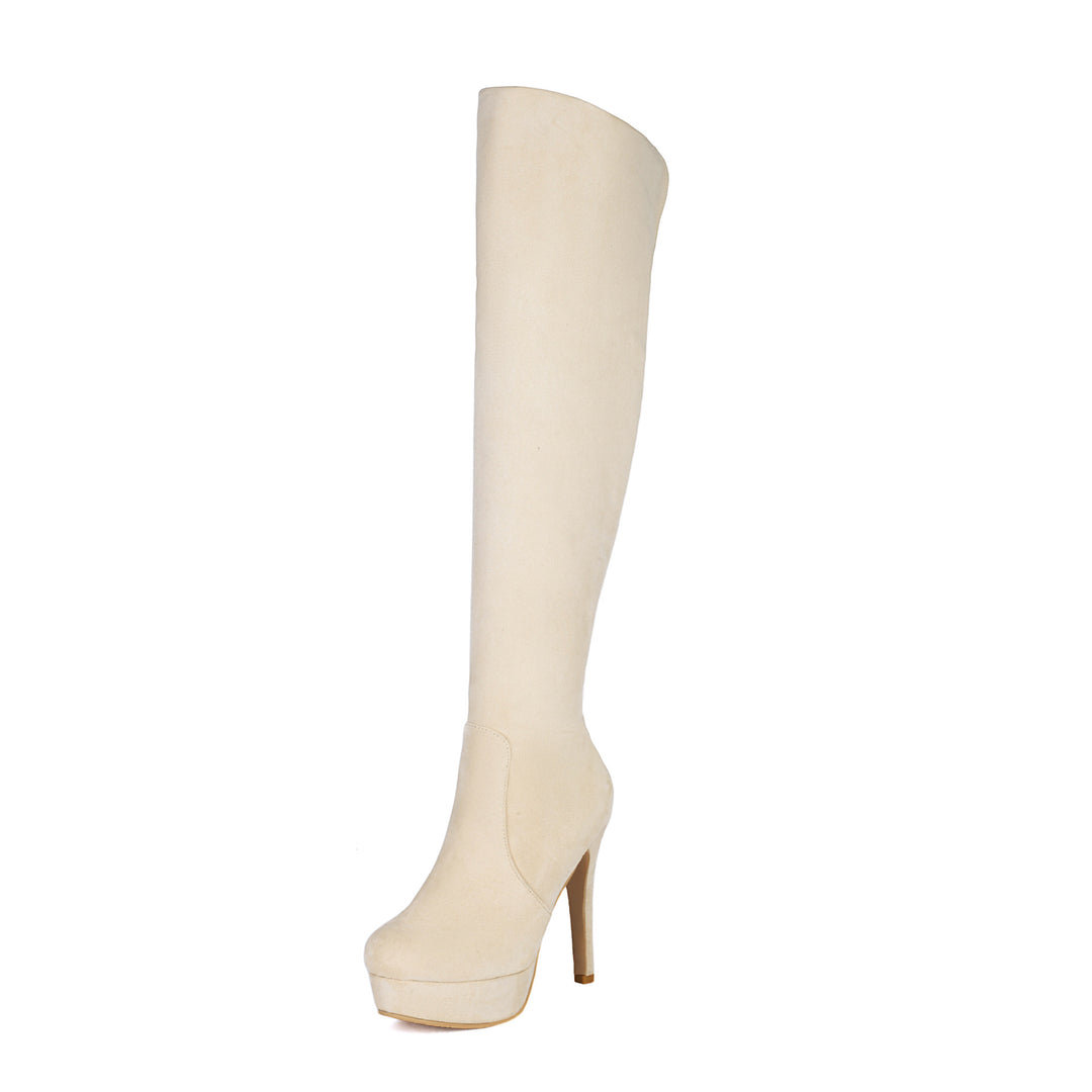 Damen hohe Overknee-Stiefel mit elegantem Plateau Fudus