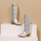 Stiefel Damen Knielang Western Stiletto Verziert