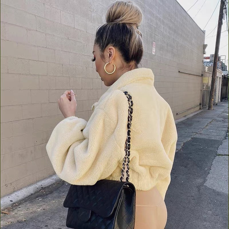 Damen kuschelige Fleecejacke mit oversized Schnitt Fudus