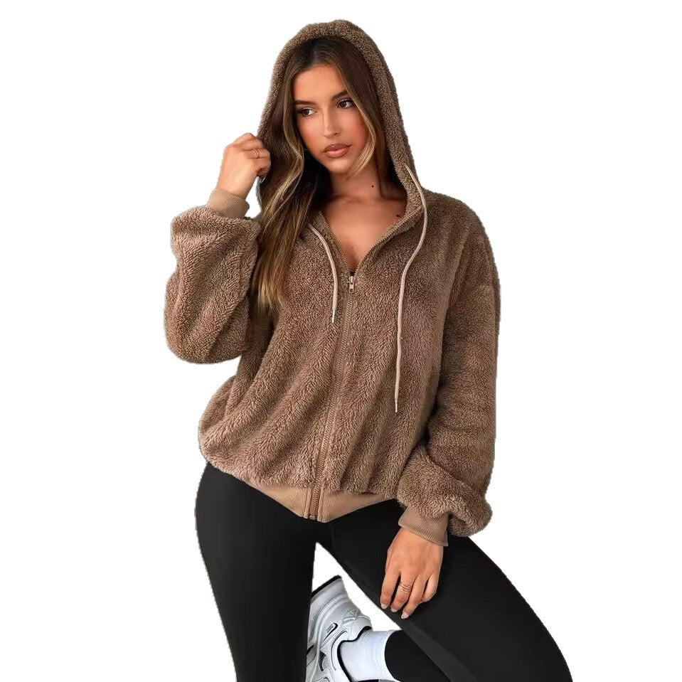 Damen Kuschelige Teddy-Fleecejacke mit Reißverschluss Fudus
