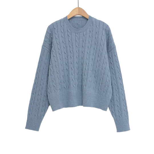 Damen Grobstrickpullover mit Zopfmuster Fudus