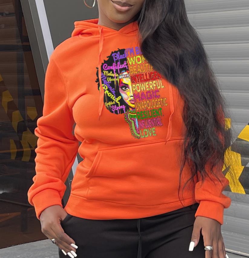 Damen Kapuzenpullover mit kreativem Grafikdruck und bequemer Passform Fudus