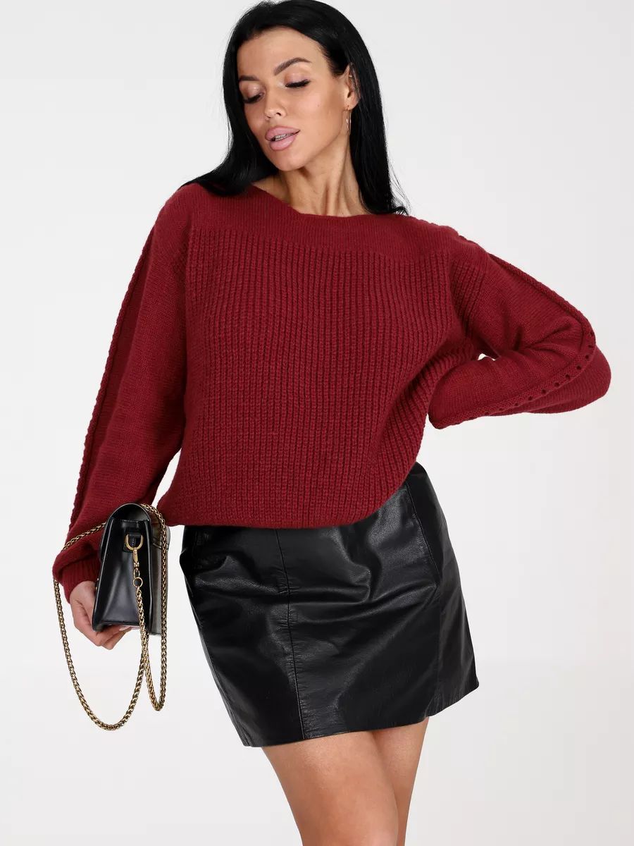 Damen Grobstrickpullover mit eleganten Knopfdetails Fudus