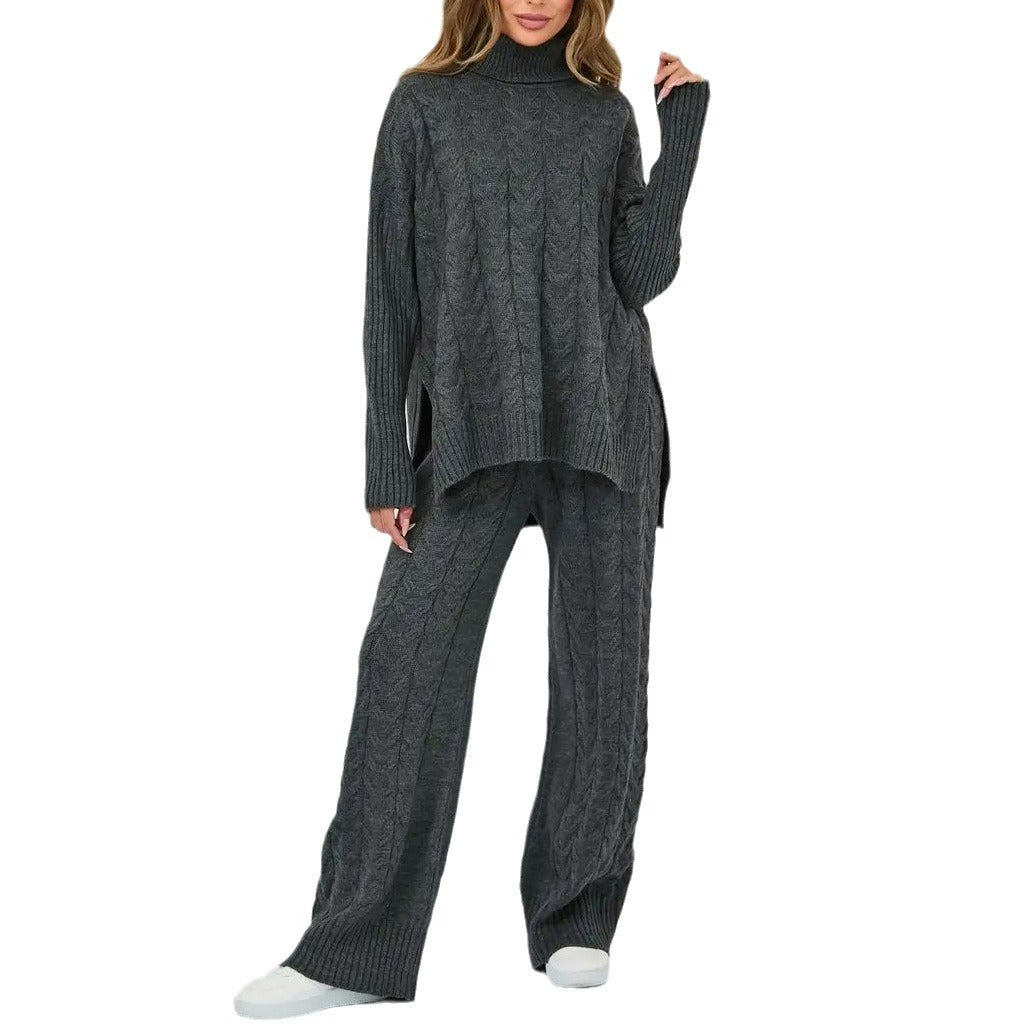 Damen Grobstrickpullover mit hohem Kragen Fudus