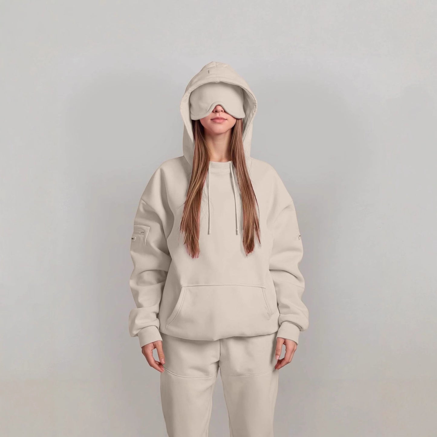 Damen Kapuzenpullover mit integrierter Schlafmaske Fudus