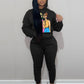 Damen Hoodieset mit künstlerischem Print und bequemen Jogginghose Fudus
