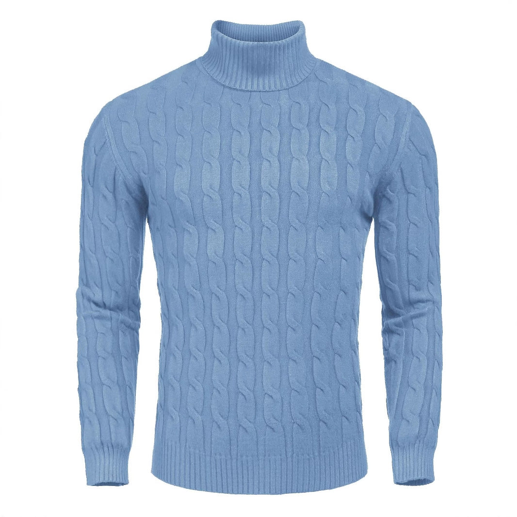 Herren Strickpullover Zopfmuster Warm Weich Hoher Kragen