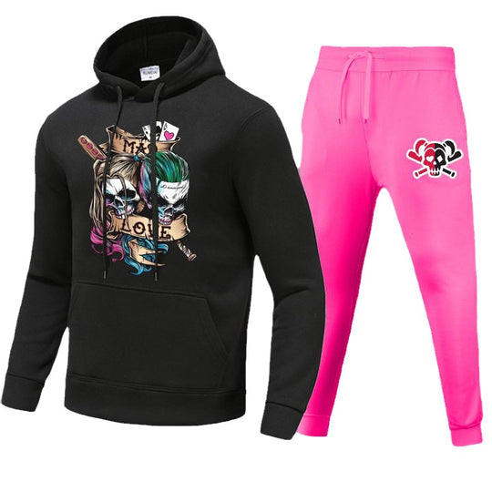 Damen Hoodie und Jogginghose Set mit einzigartigem Totenkopf-Design Fudus