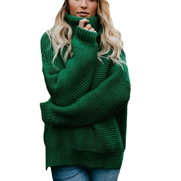 Damen Grobstrickpullover mit hohem Kragen und lässiger Silhouette Fudus