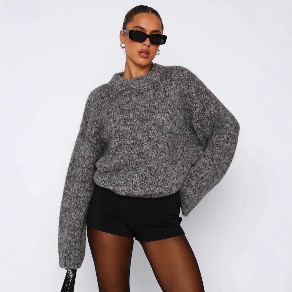 Damen kuscheliger Strickpullover mit weitem Schnitt und Struktur Fudus