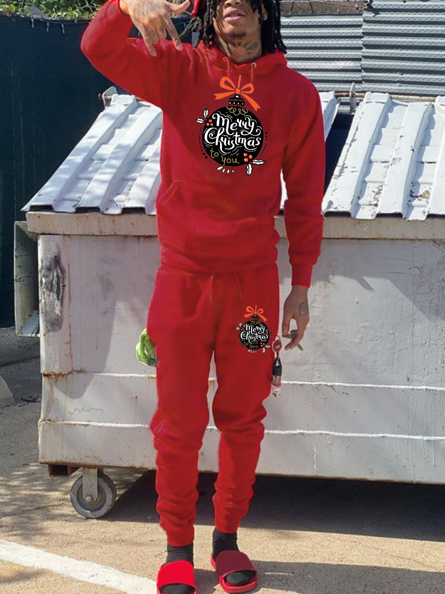 Damen Hoodie- und Jogginghose-Set mit festlichem Weihnachtsmotiv Fudus