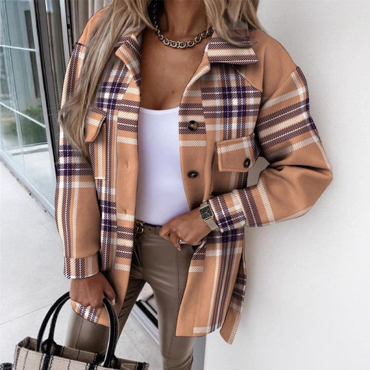 Damen Karierte Langarmbluse Fudus