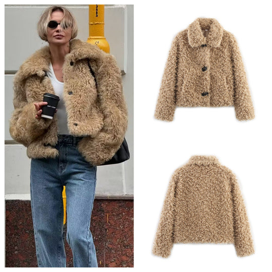 Damen kuschelige Teddyjacke Fudus