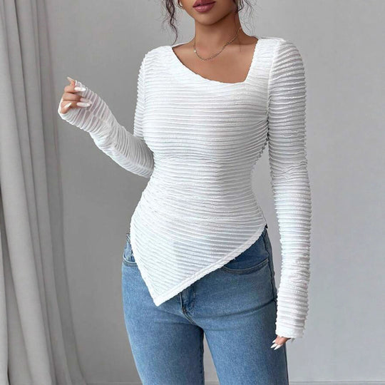 Damen Langärmlige Shirt mit asymmetrischem Saum Fudus
