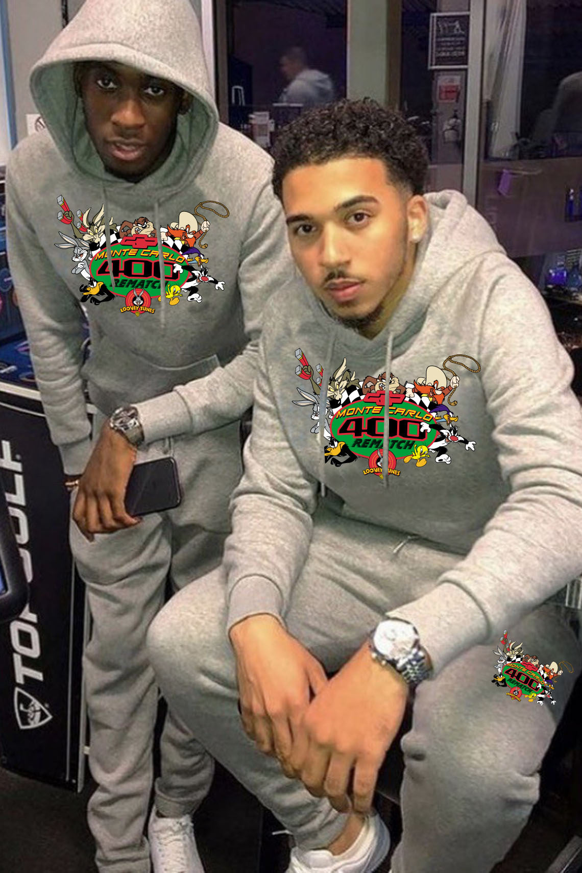 Damen Kapuzenpullover und Jogginghose Set mit kreativem Cartoon-Motiv Fudus