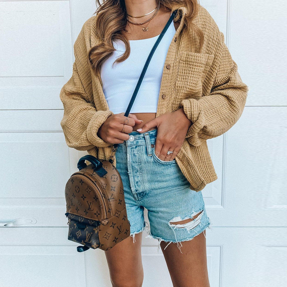 Damen Oversized Karohemd aus weichgewebtem Stoff Fudus