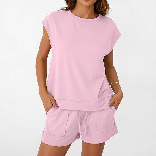 Damen Casual Oberteil Shorts Set