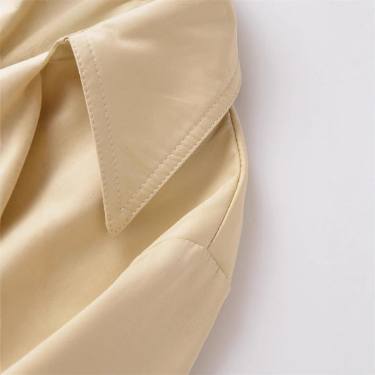 Damen klassischer Trenchcoat mit Gürtel und doppelter Knopfleiste Fudus