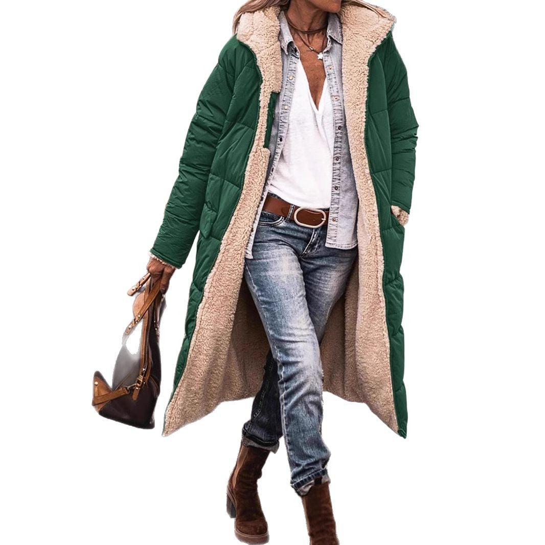 Damen Langer gesteppter Wintermantel mit kuscheligem Innenfutter Fudus