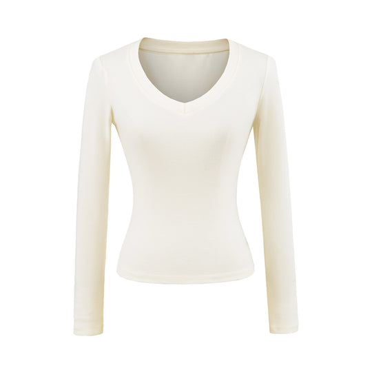 Damen langärmliges V-Ausschnitt Oberteil Fudus