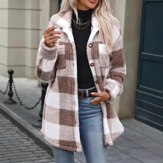 Damen Karierte Fleecejacke Fudus