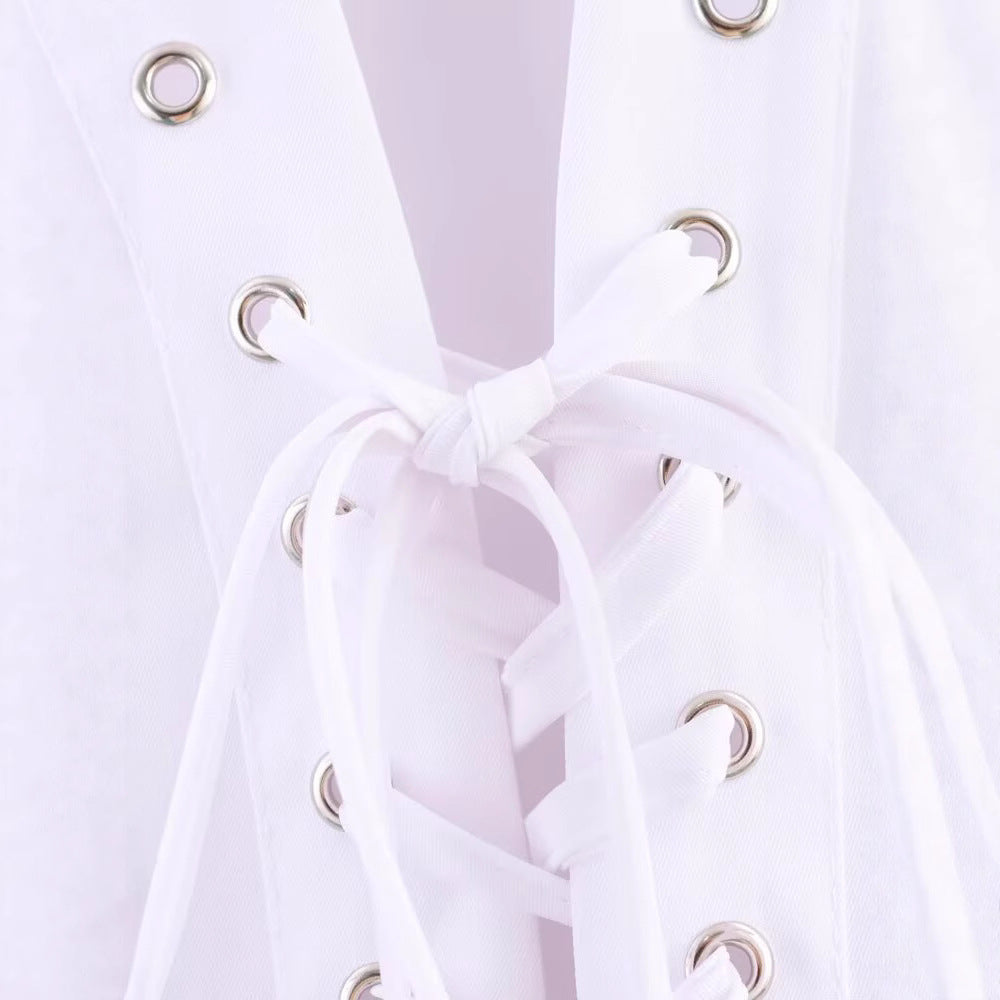 Damen Langarm-Hemd mit Schnüroptik Fudus