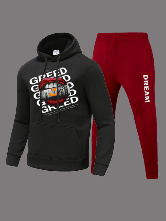Damen Hoodie und Jogginghose Set mit kreativem Print Fudus