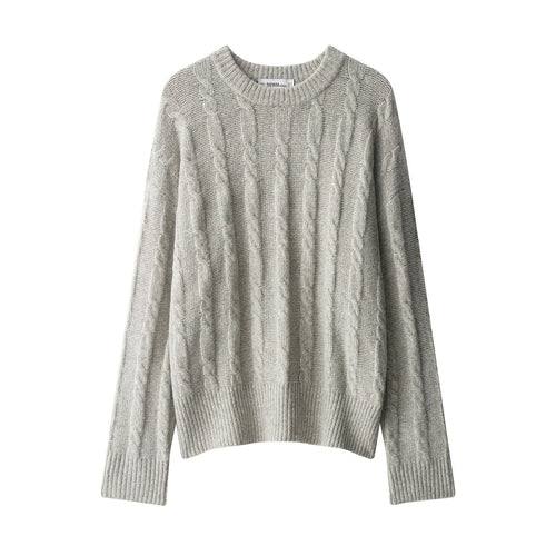 Damen kuscheliger Strickpullover mit Klassischem Zopfmuster Fudus